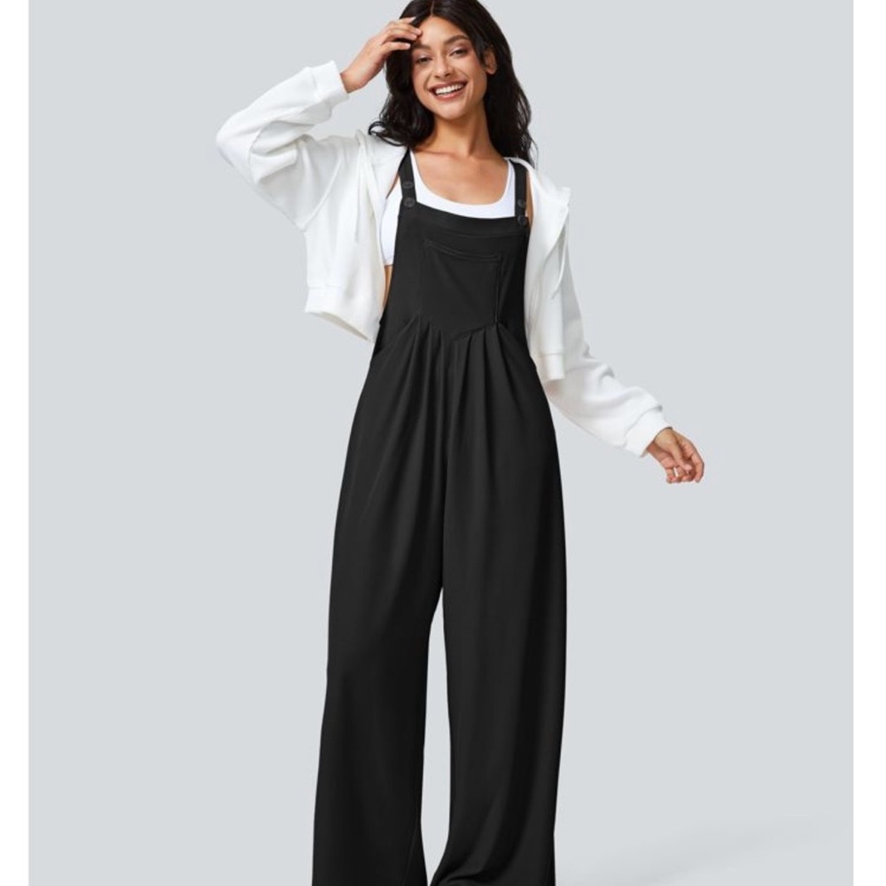 HALARA Black Wide-Leg Overalls